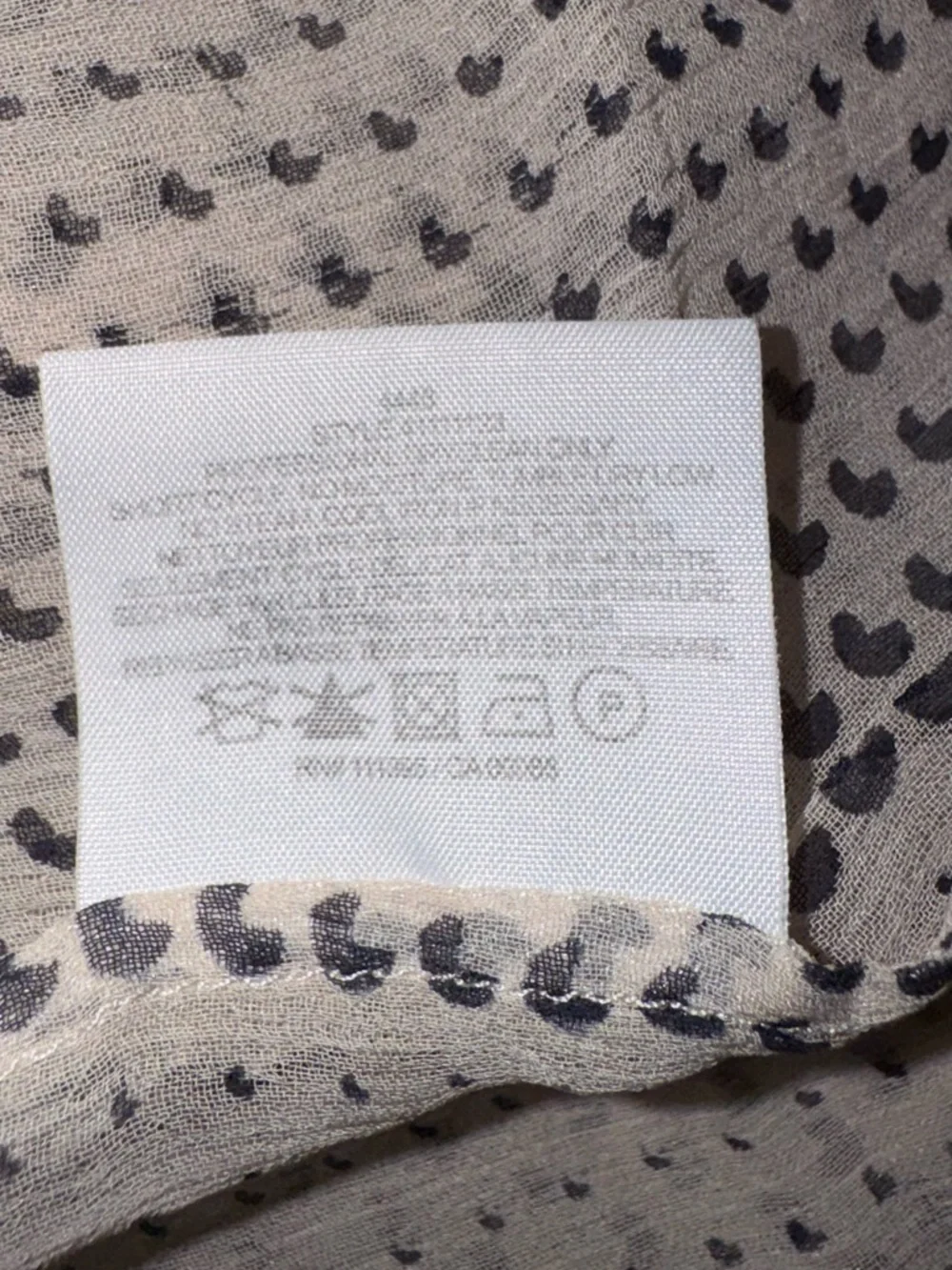 Tory Burch Silk Detachable Scarf Sheer Button-Down in Beige and Black Dot